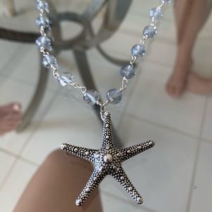 Handmade Starfish Necklace With Blue Beads